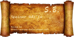 Speiser Béla névjegykártya