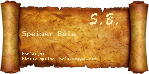Speiser Béla névjegykártya